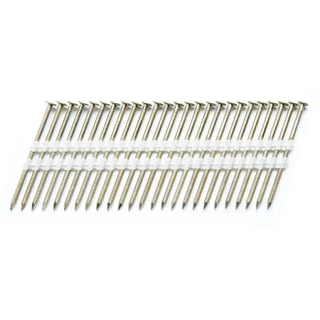 Реечные гвозди 21 градус 64х2,8 мм по дереву на пластиковой кассете, кольцевая накатка, оцинкованные