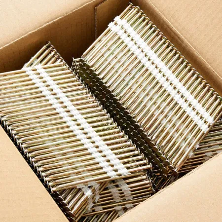 Реечные гвозди 21 градус 50х2,8 мм по дереву на пластиковой кассете, кольцевая накатка, оцинкованные