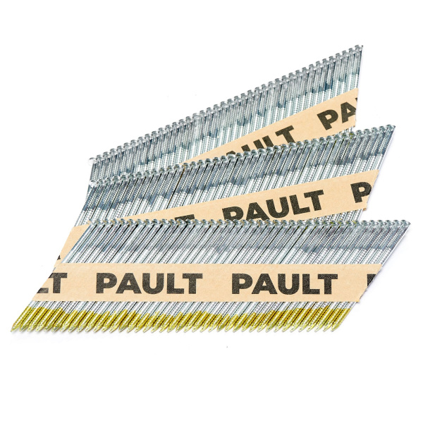 Реечные гвозди 2.8x63 мм REIG по дереву на бумажной кассете тип D34, кольцевая накатка, гальванизация